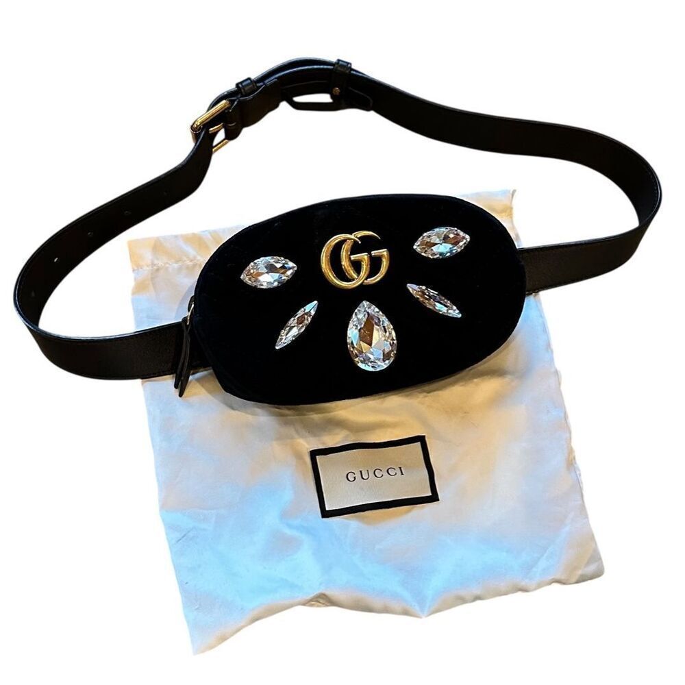 Gucci GG Marmont Crystal Belt Bag in Black - Picture 2 of 12